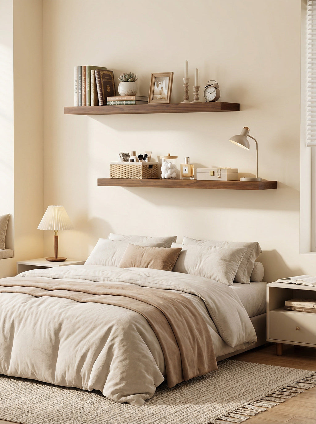 Set of 4 Modern Floating Shelves - 15.8 Inch Wall Storage Unit