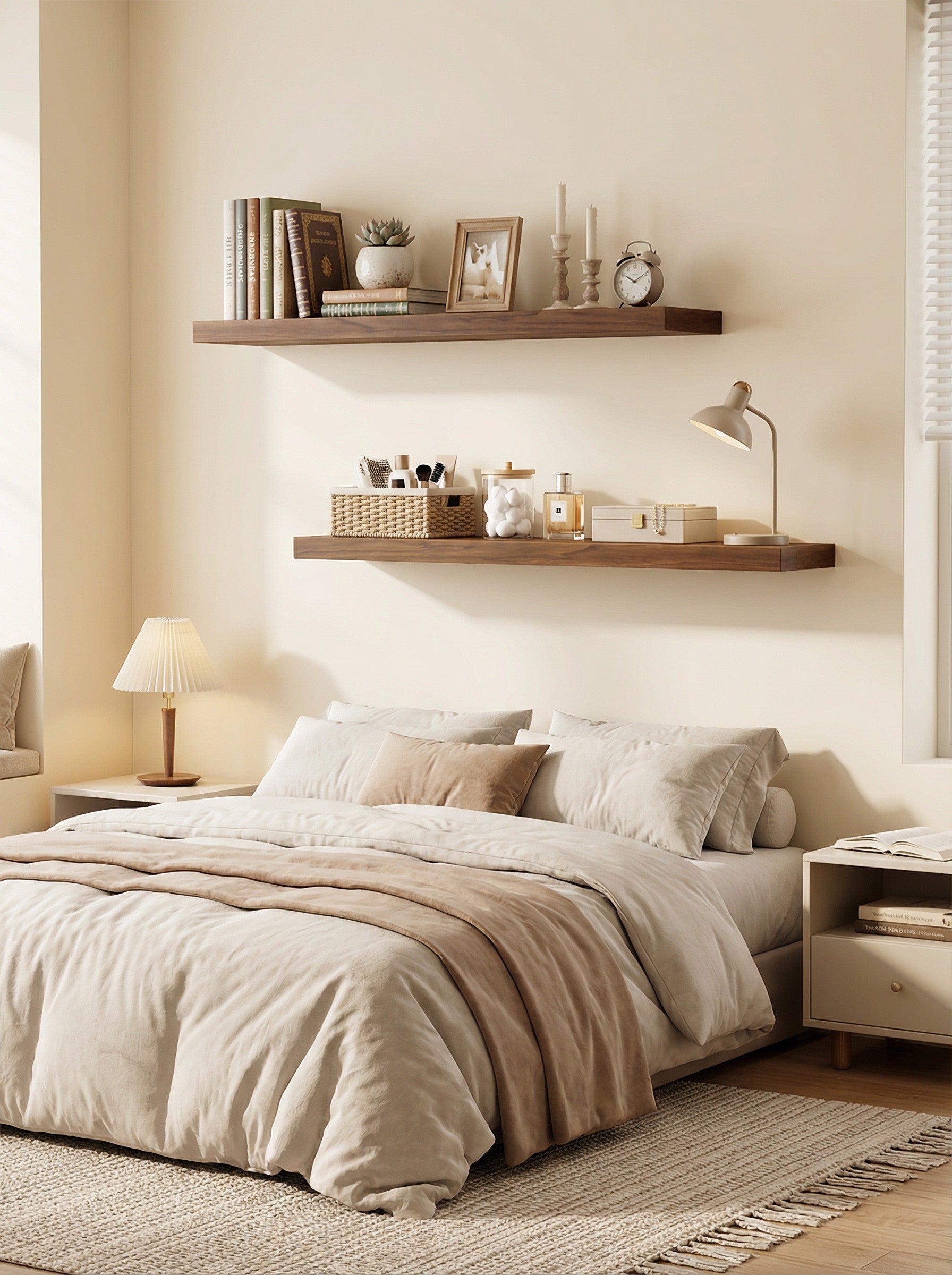Set of 4 Modern Floating Shelves - 15.8 Inch Wall Storage Unit