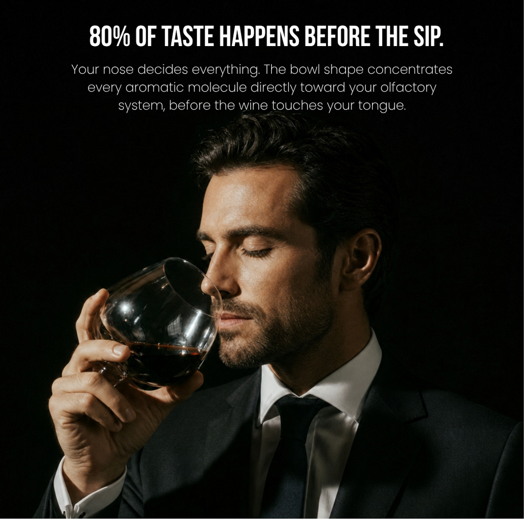 Rotating Crystal Wine Glass with Wooden Coaster for Aeration