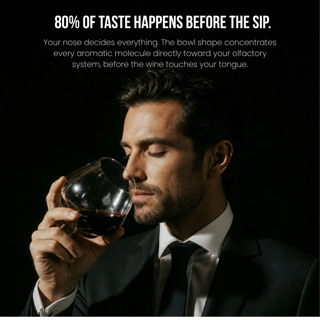 Rotating Crystal Wine Glass with Wooden Coaster for Aeration