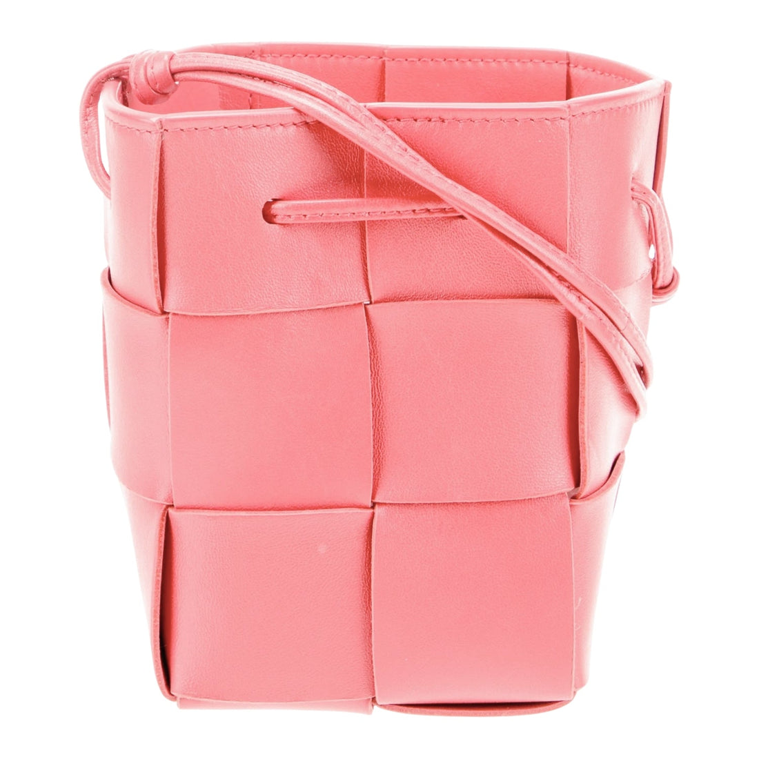 Woven Mini Crossbody Bucket Bag Lightweight Leather Handbag