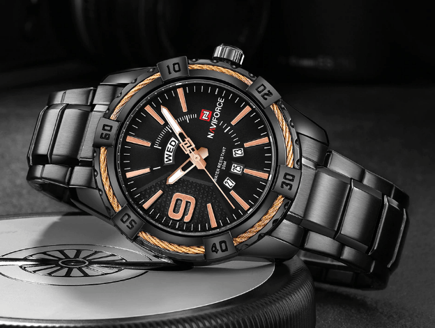 Men's Waterproof Chronograph Watch with Date Display - Modern Metal