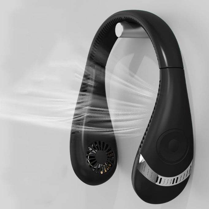 Leafless Portable Hanging Neck Fan with LED Display and 5 Speeds