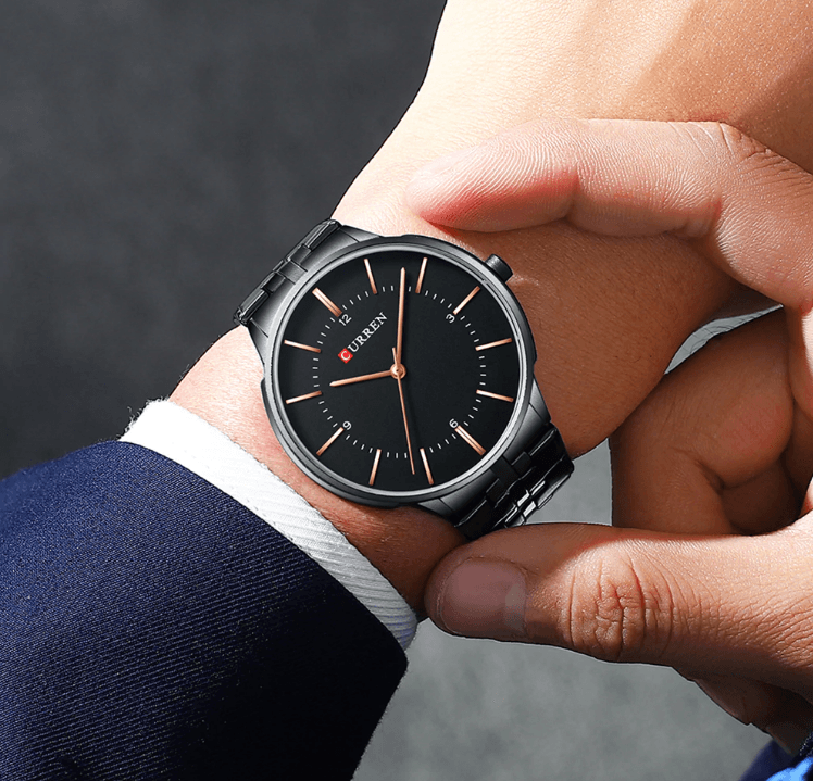 Men's Slim Waterproof Watch with Shining Link Bracelet