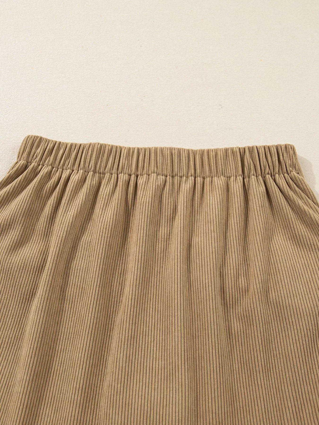 Women's Button-Front Corduroy Mini Skirt in Tan - Image 10