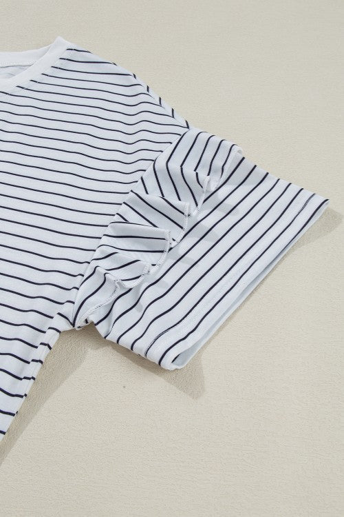 Women's Striped Cotton Mini Dress: Casual Round Neck Short Sleeve