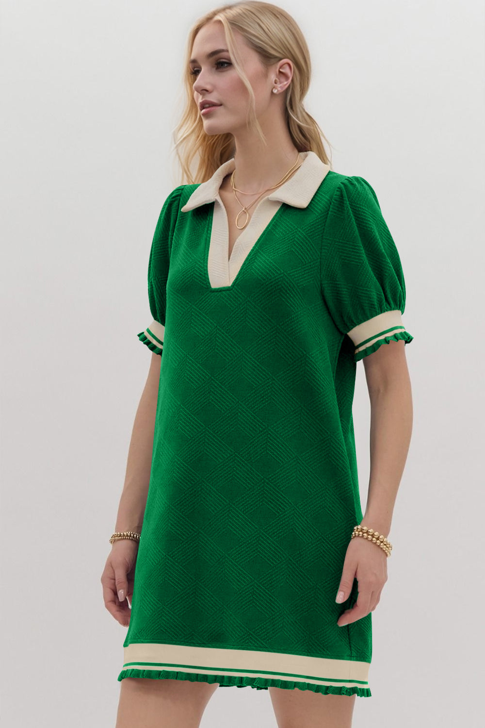 Contrast Short Sleeve Mini Dress for Women