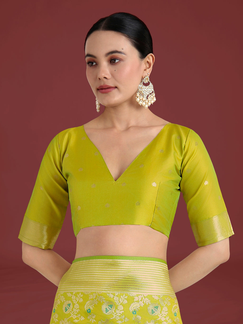 Parrot Green Banarasi Silk Saree with Traditional Zaal Pattern