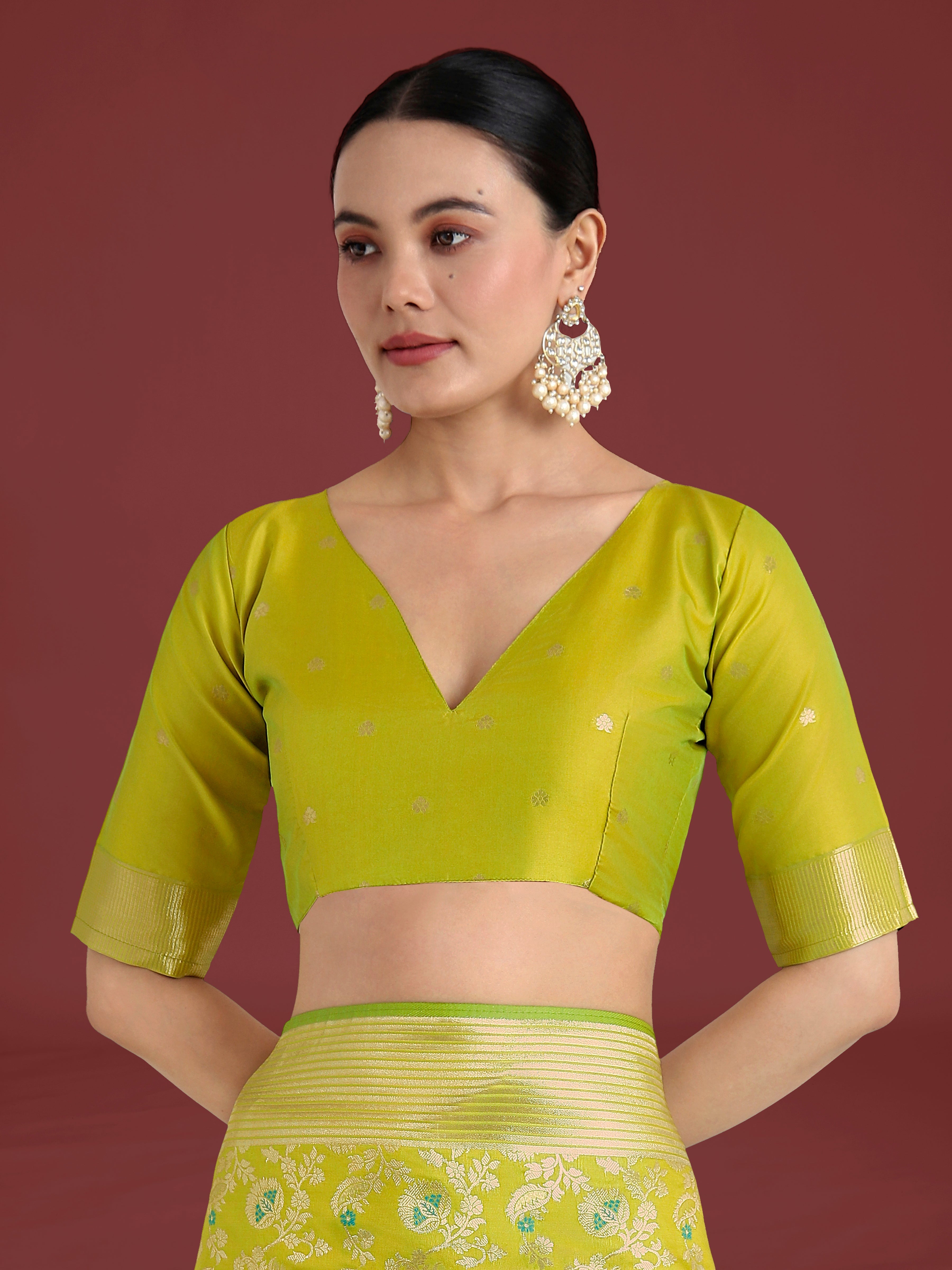 Parrot Green Banarasi Silk Saree with Traditional Zaal Pattern