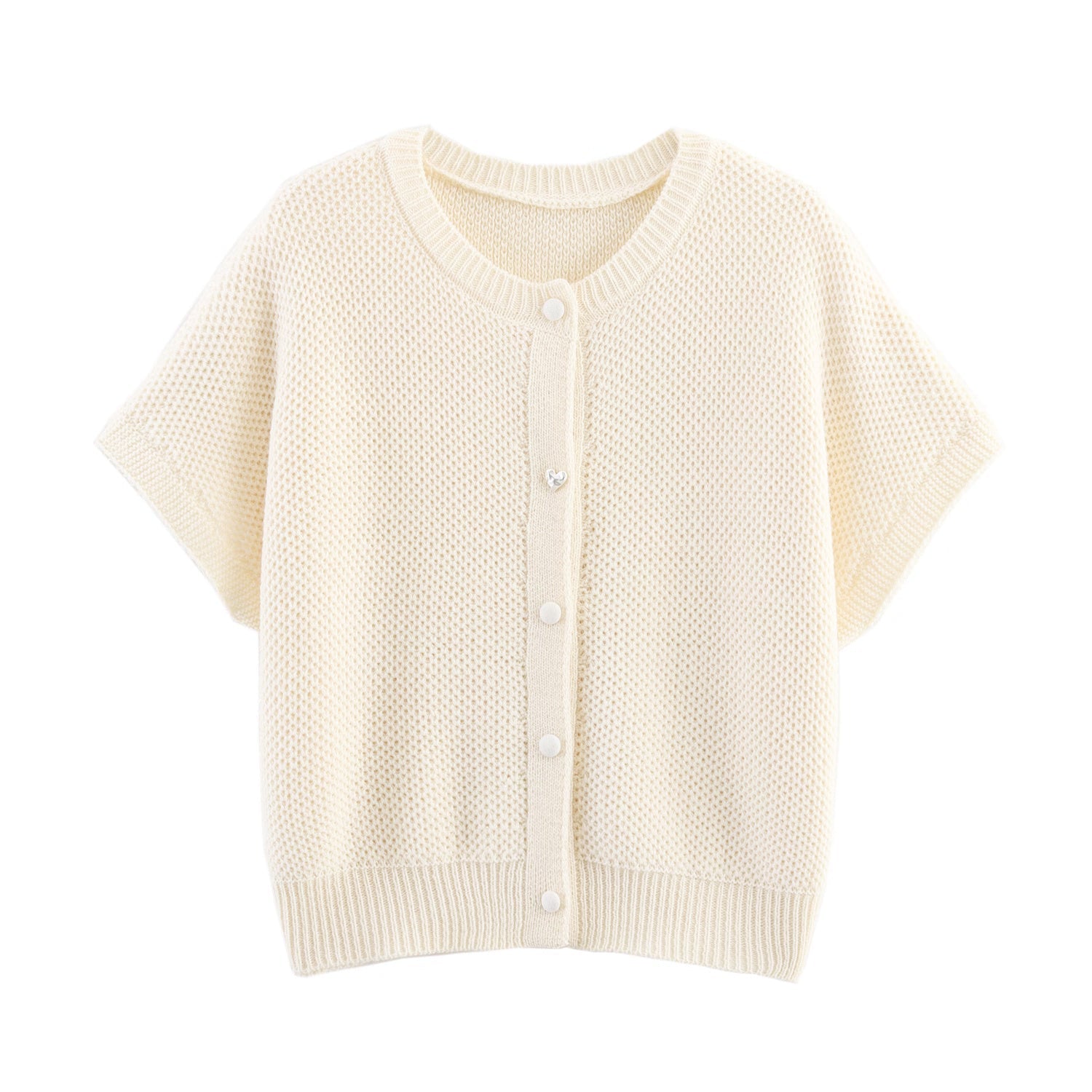 Fall Women Clothing Simple round Neck Fishnet Pin Waistcoat Knitted Vest Cardigan