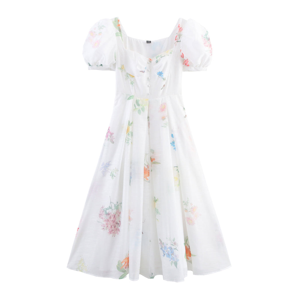 Tendy Mori Girl Fried Street Dress Summer Niche Chiffon Organza Printed Cup Dress