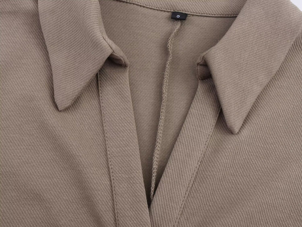 Women Clothing Summer Shirt Collar Midi Dress