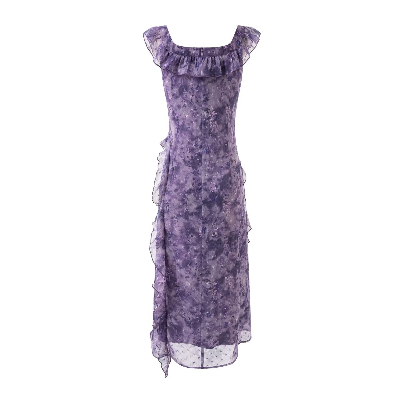 Summer Sexy Flying Sleeves Mesh Cinched Slimming Seaside Vacation Dress