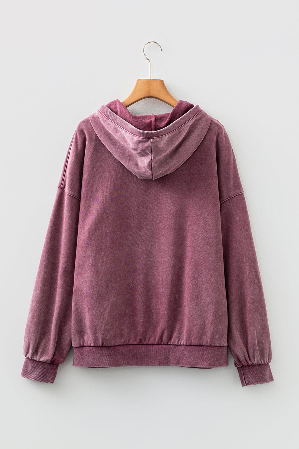 Black Half Zip Kangaroo Pocket Mineral Wash Baggy Hoodie