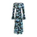 Summer off Shoulder Micro Pull Long Sleeve Vacation Casual Printed Waist Controlled Dress