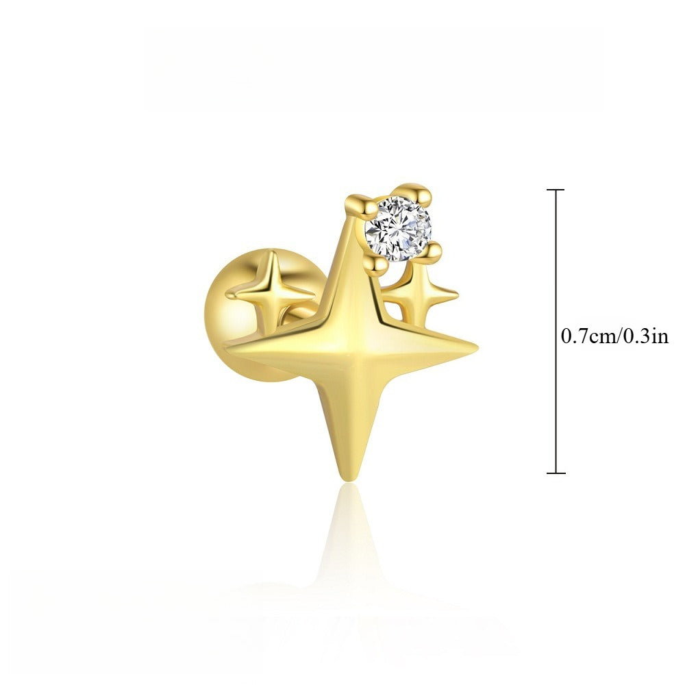 S925 Sterling Silver Starburst Diamond Stud Earrings