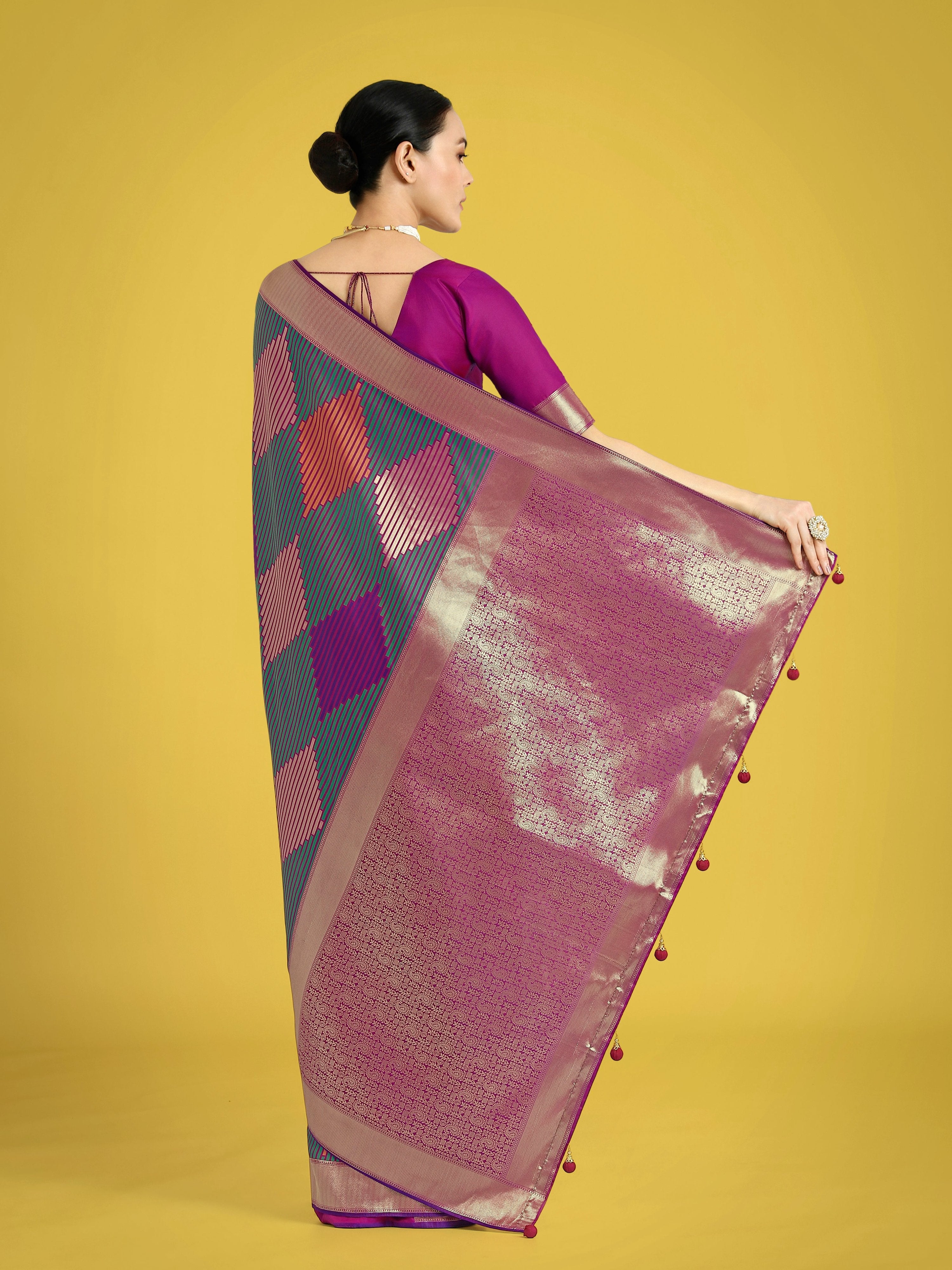 Multi Colour Banarasi Silk Classic Saree with Zari Weaving
