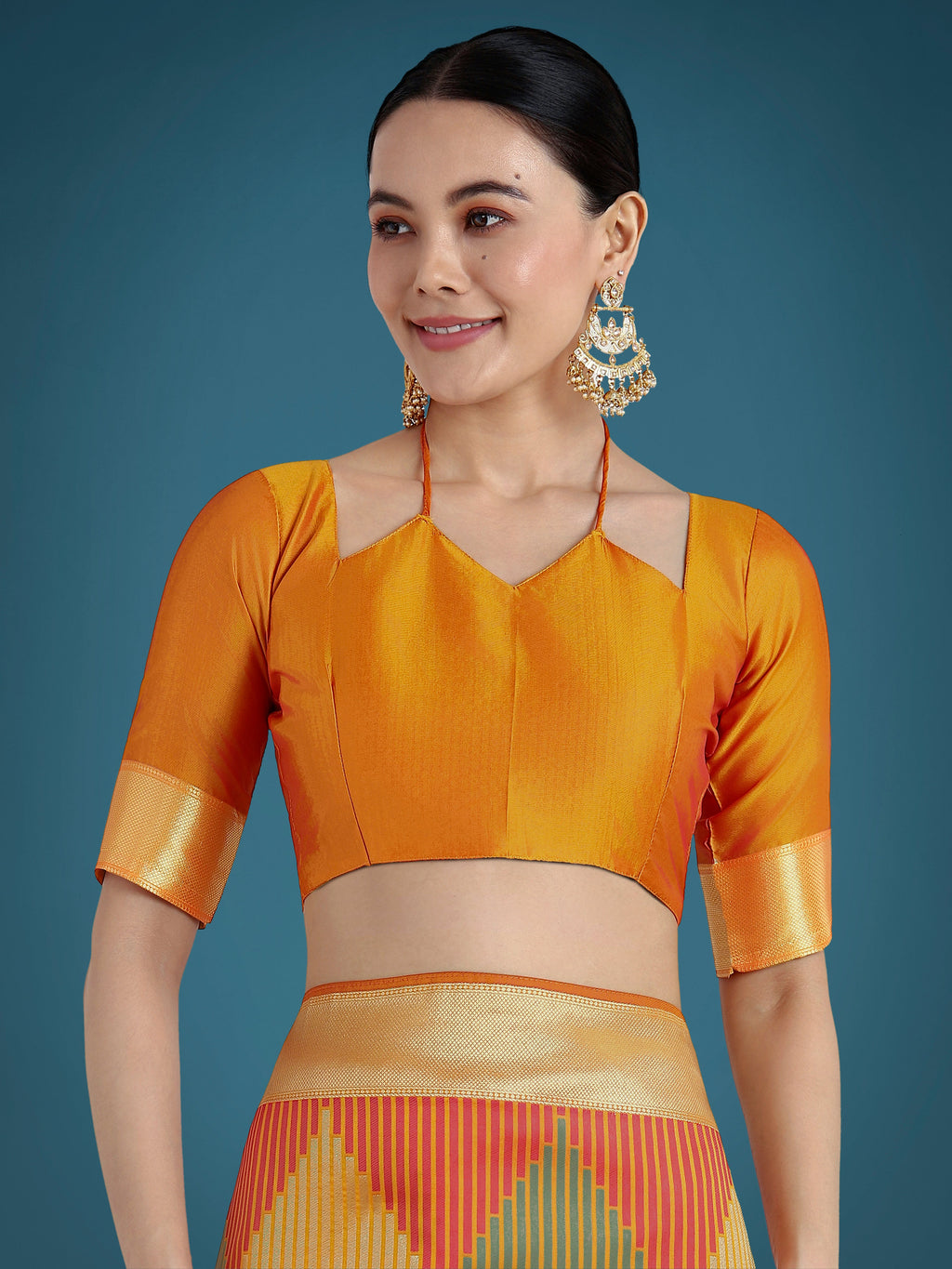 Orange Classic Banarasi Silk Saree with Traditional Zari Weaving