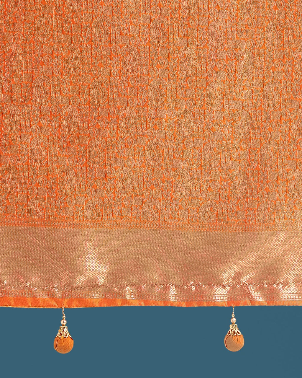 Orange Classic Banarasi Silk Saree with Traditional Zari Weaving