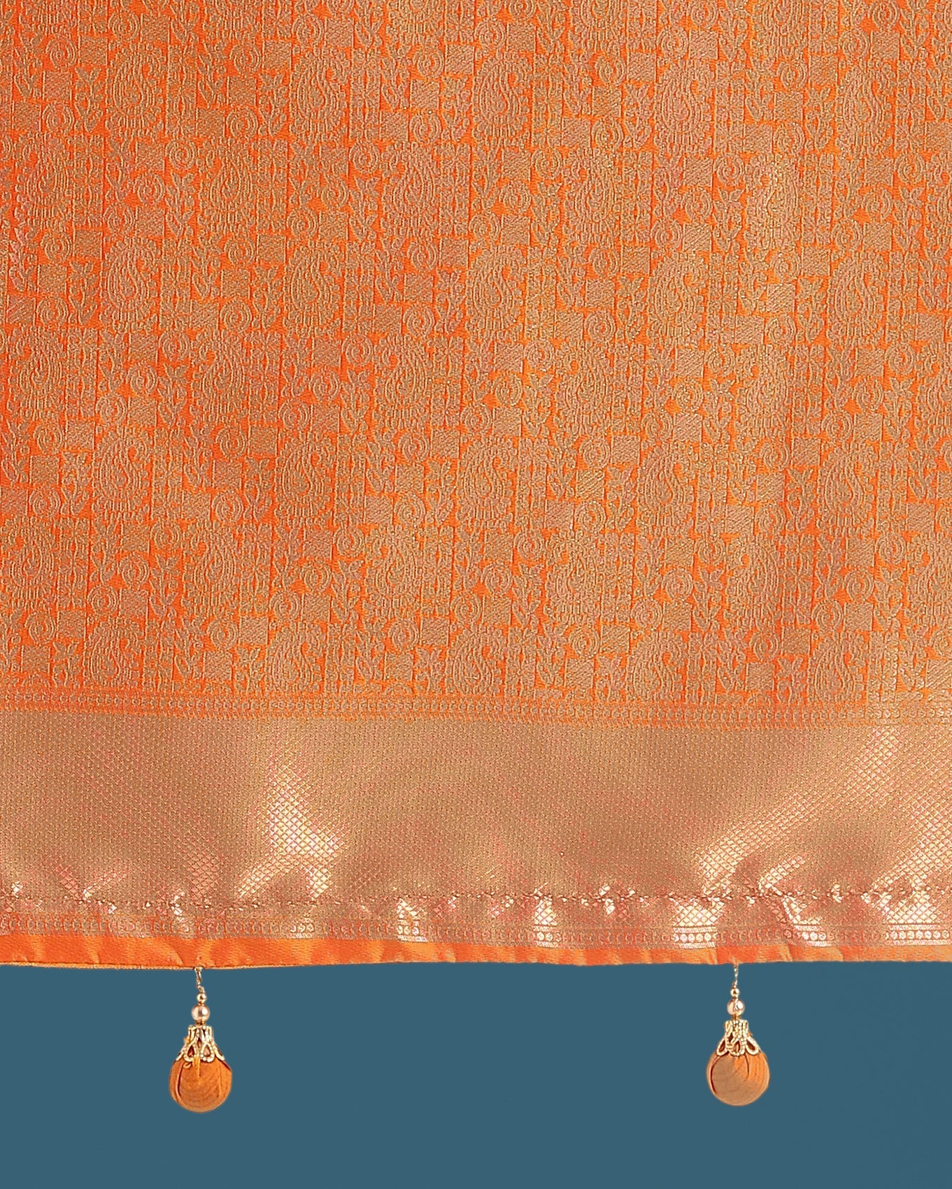 Orange Classic Banarasi Silk Saree with Traditional Zari Weaving