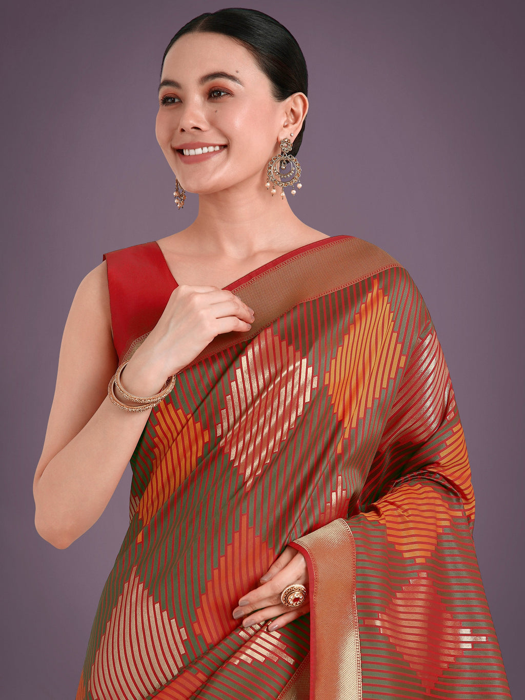 Red Banarasi Silk Saree with Intricate Zari Weaving