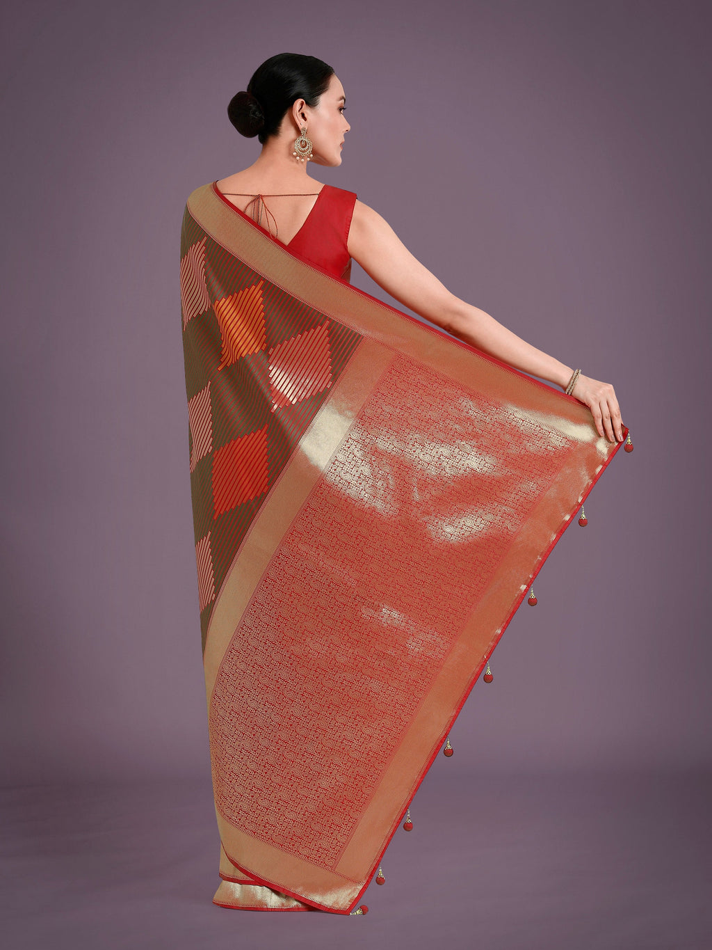 Red Banarasi Silk Saree with Intricate Zari Weaving