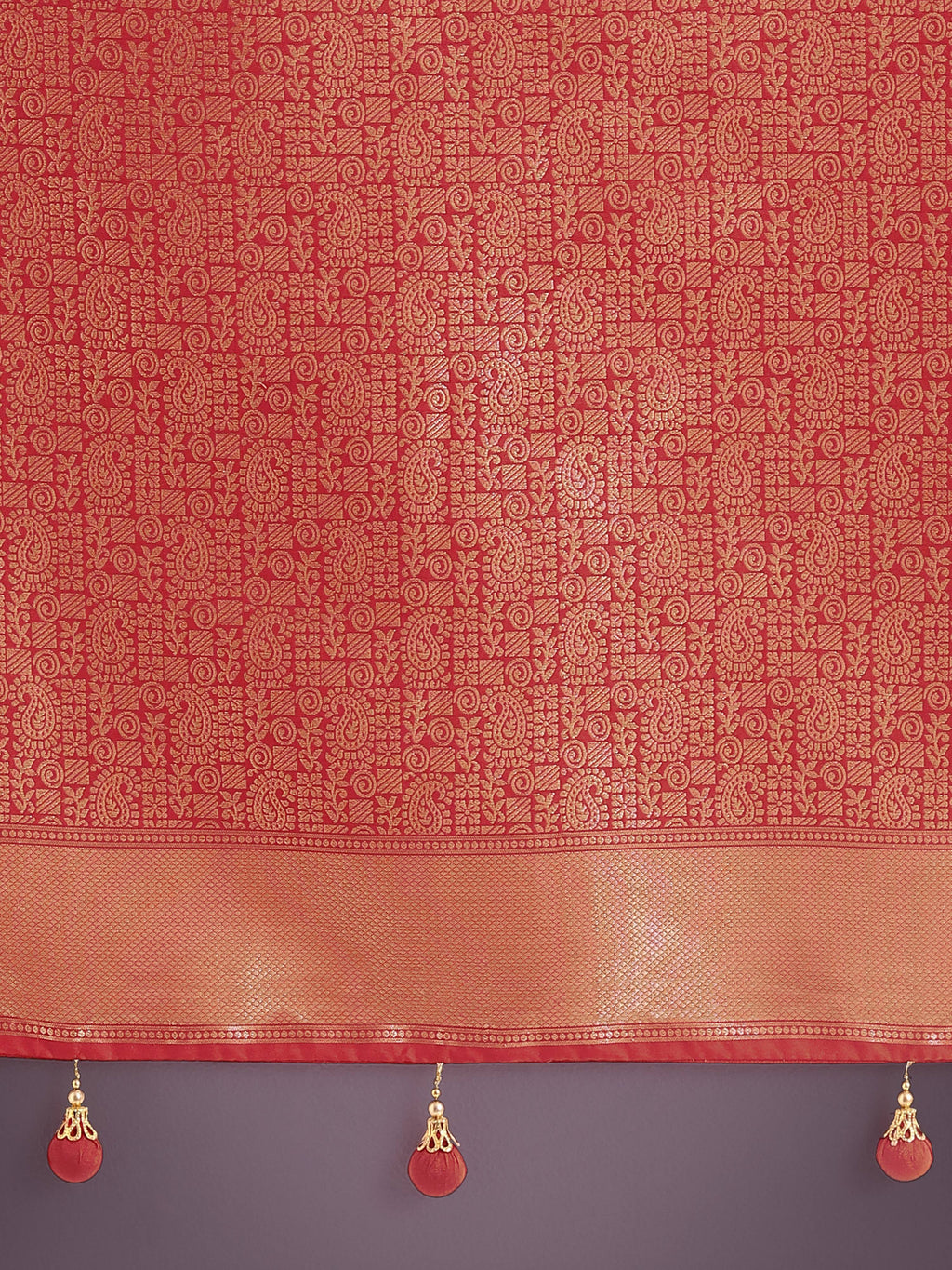 Red Banarasi Silk Saree with Intricate Zari Weaving