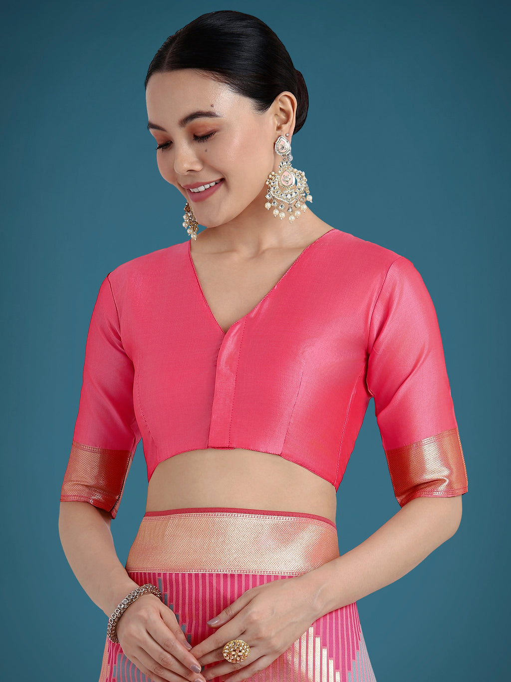 Light Pink Banarasi Silk Saree with Classic Zari Weaving
