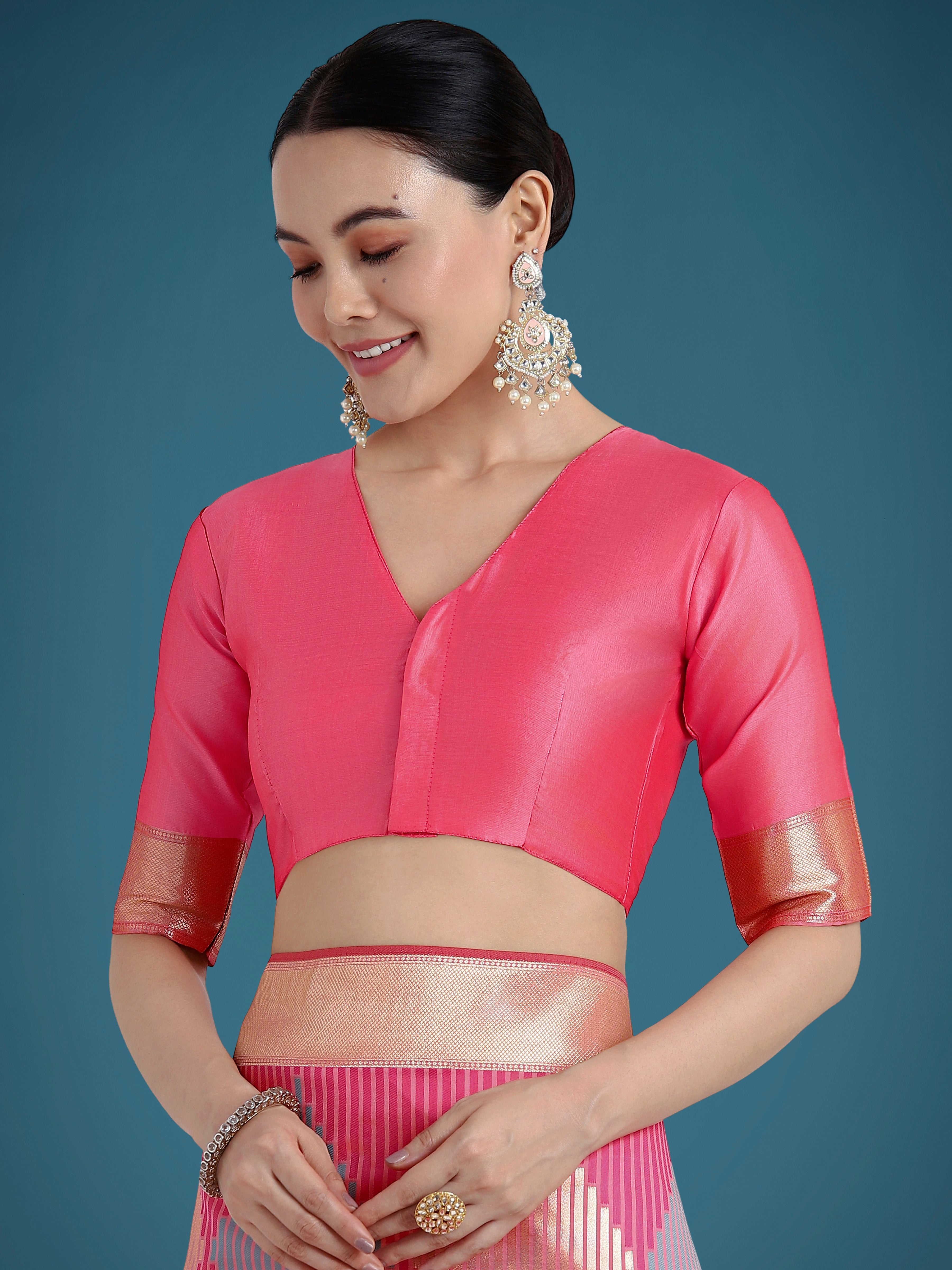Light Pink Banarasi Silk Saree with Classic Zari Weaving