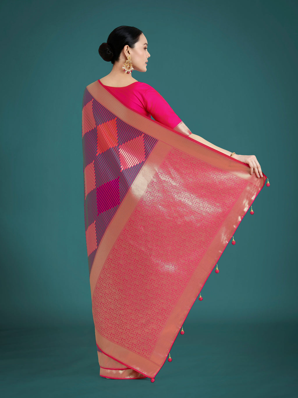 Classic Pink Banarasi Silk Saree with Zari Weaving