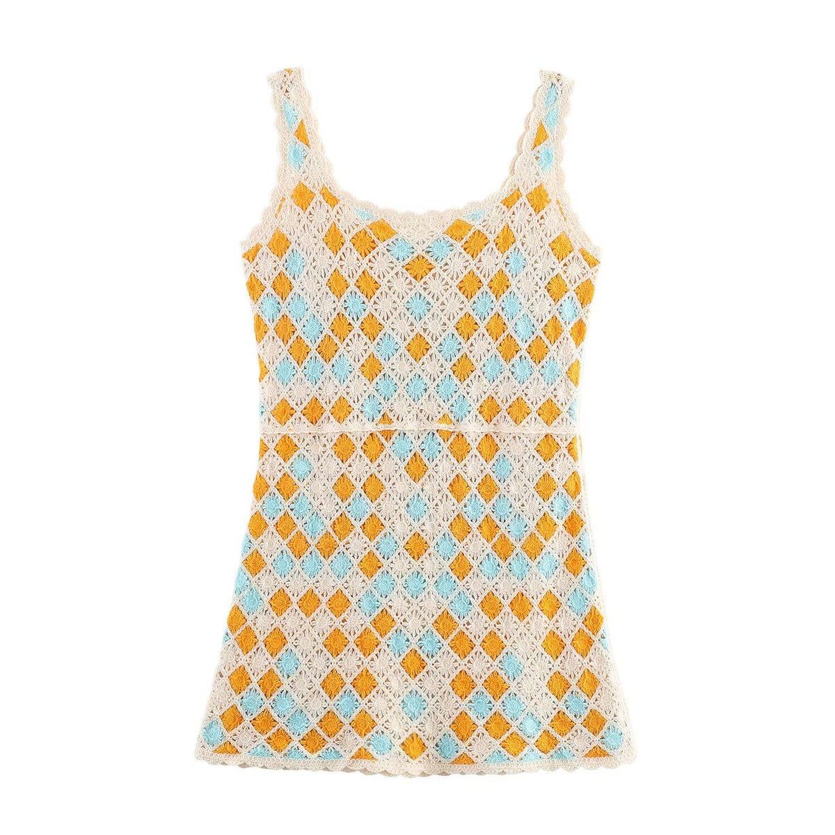 Women Clothing Fall Cute Youth Looking Girlish Crochet Vest Dress