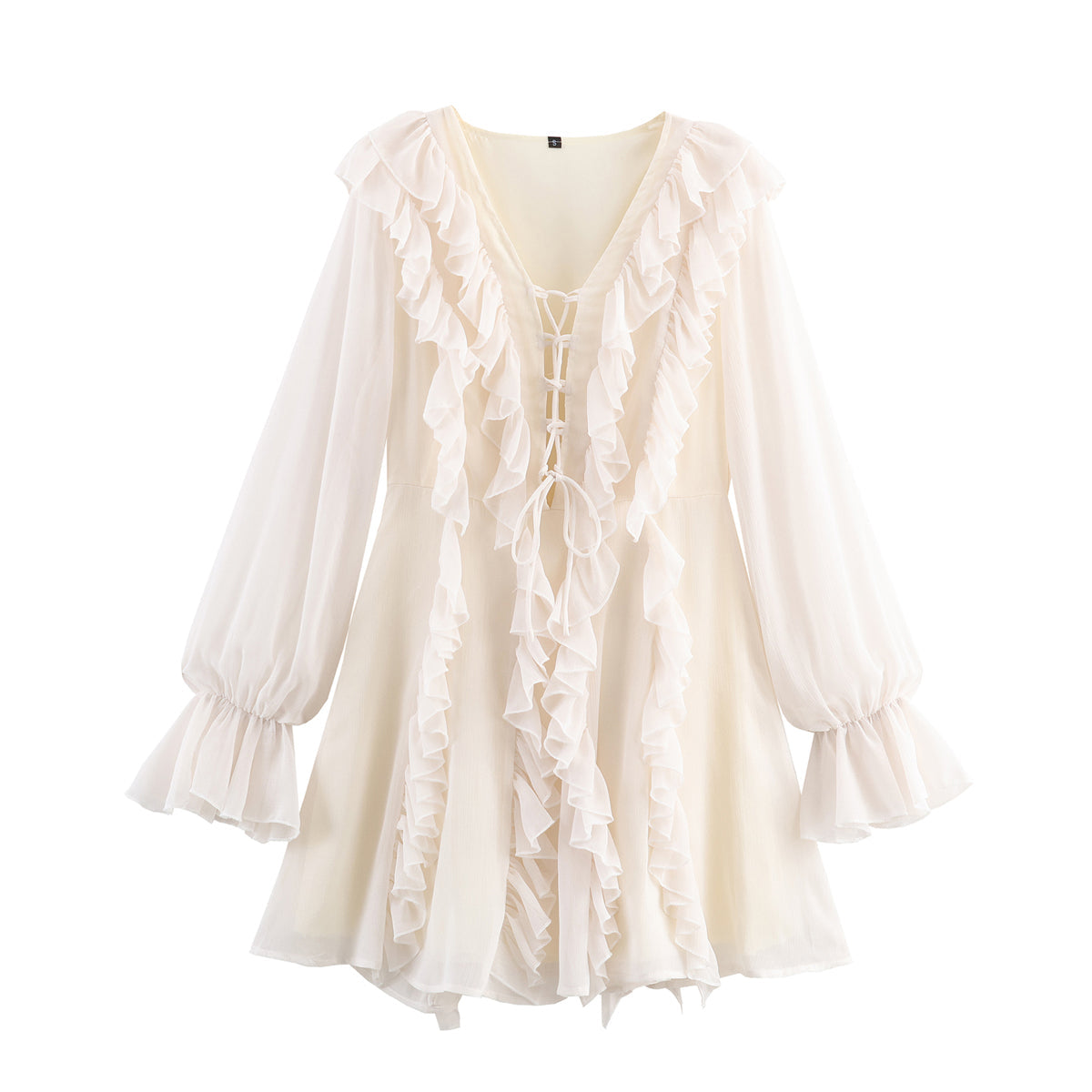 Elegant Women Clothing V neck Chiffon Multi Layer Ruffled Dress