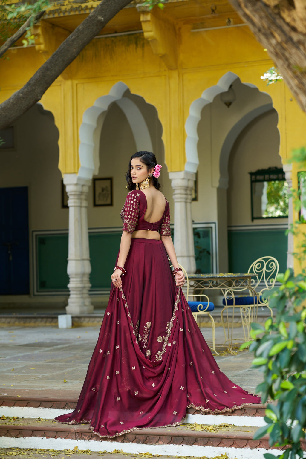 Maroon Rangoli Silk Embroidered Lehenga Choli Set