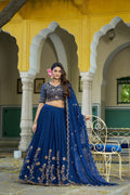 Navyblue Rangoli silk lehenga choli with heavy sequin and thread embroidery work.