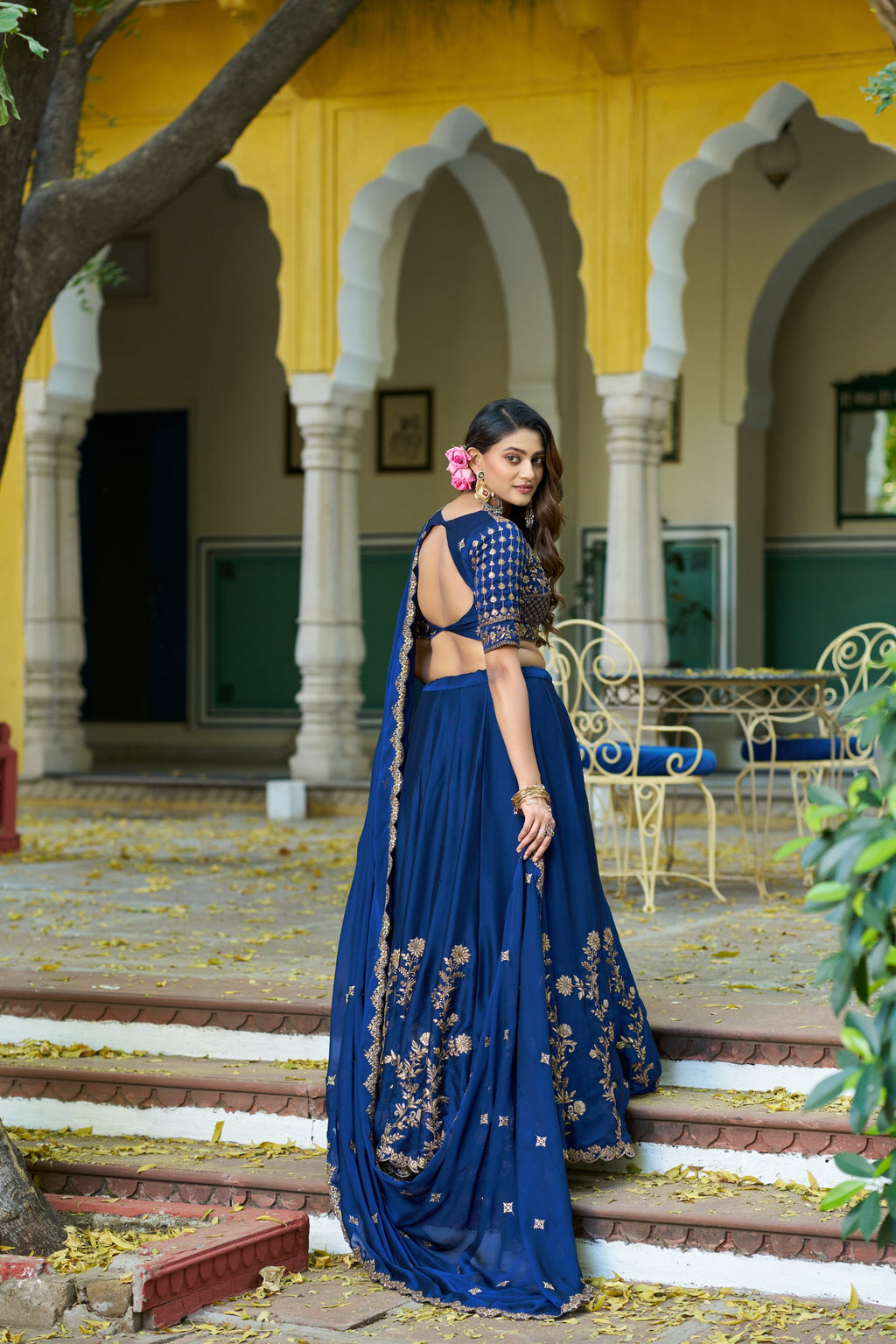 Navyblue Rangoli Silk Lehenga Choli with Sequins Embroidery