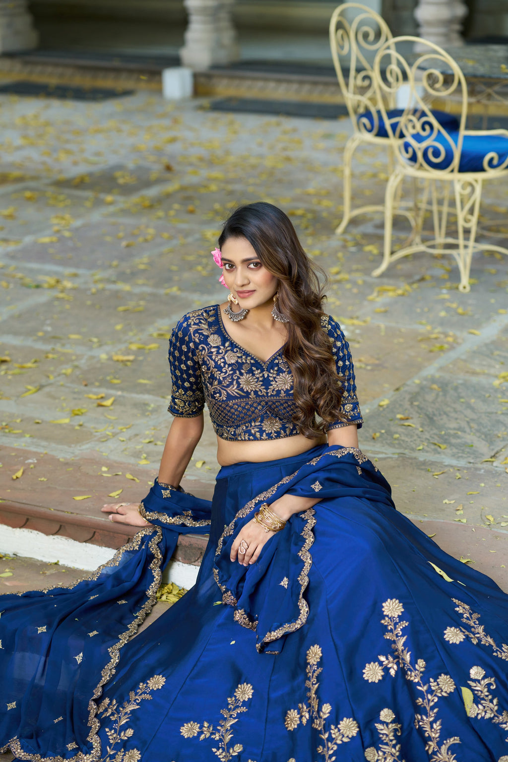 Navyblue Rangoli Silk Lehenga Choli with Sequins Embroidery