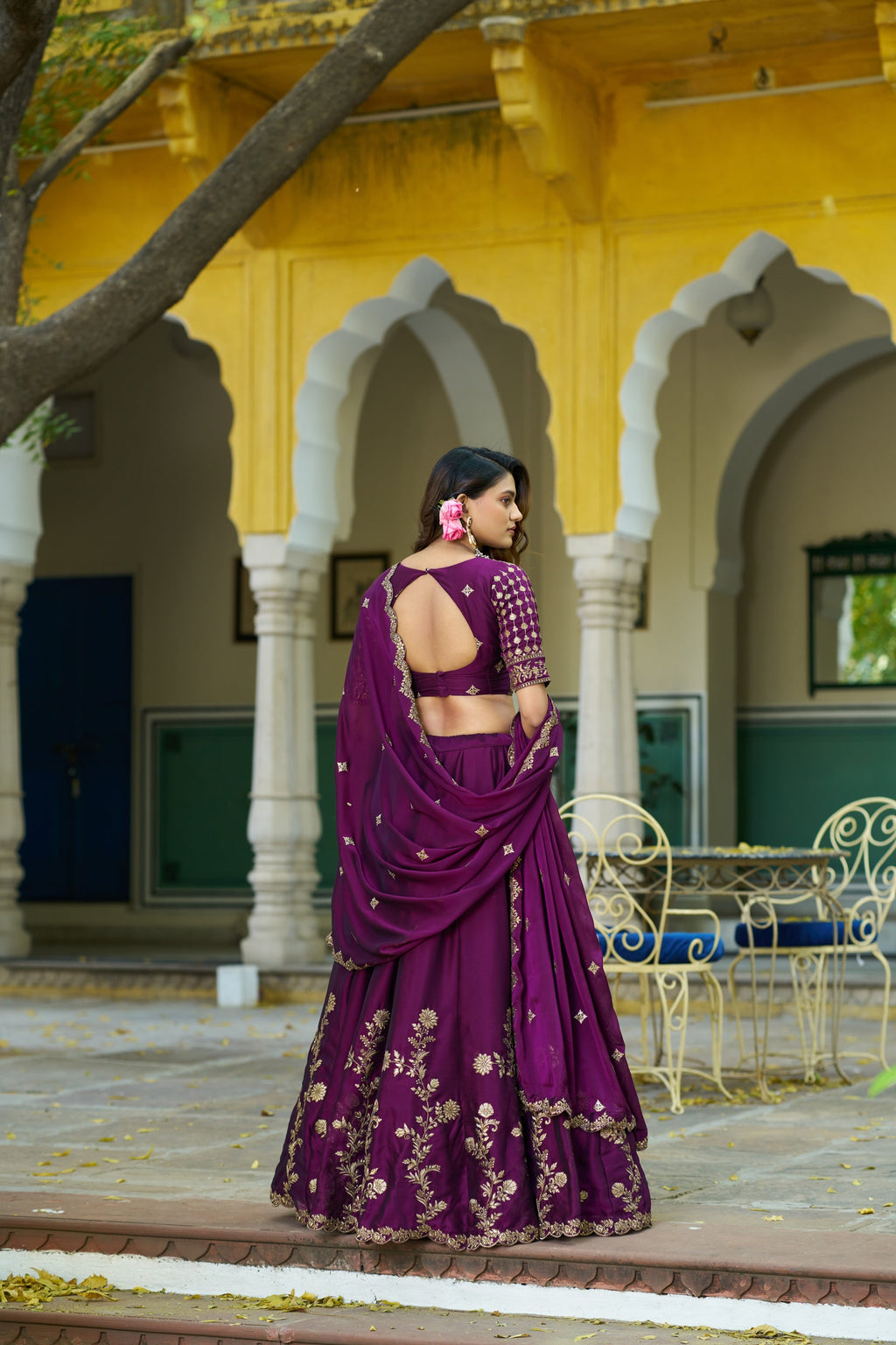 Wine Rangoli Silk Lehenga Choli with Sequins and Embroidery