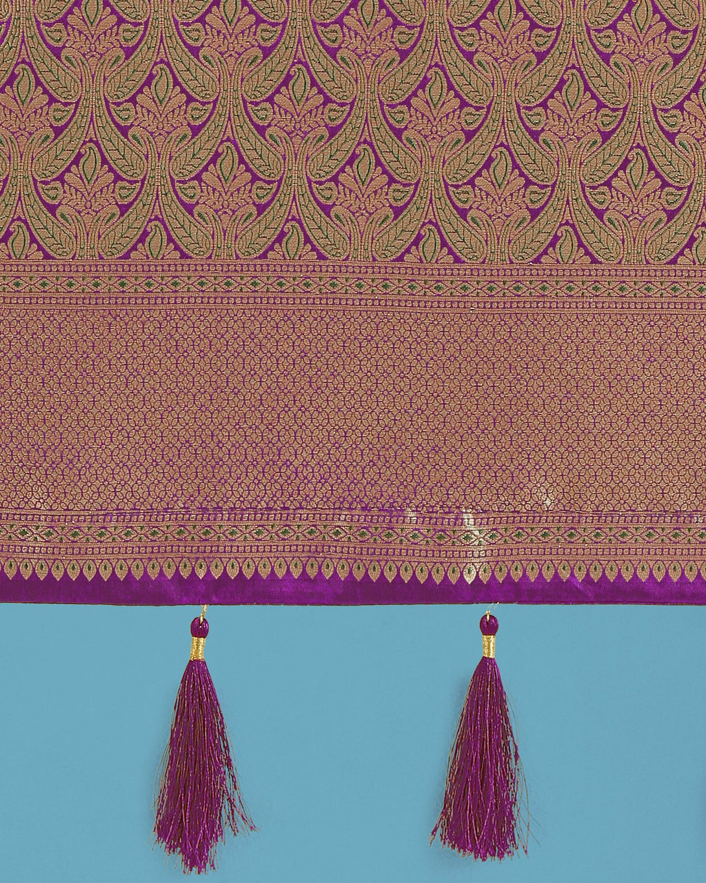 Monjolika Fashion Dark Purple Color Baanrasi Satin Silk Saree for Wedding Functions