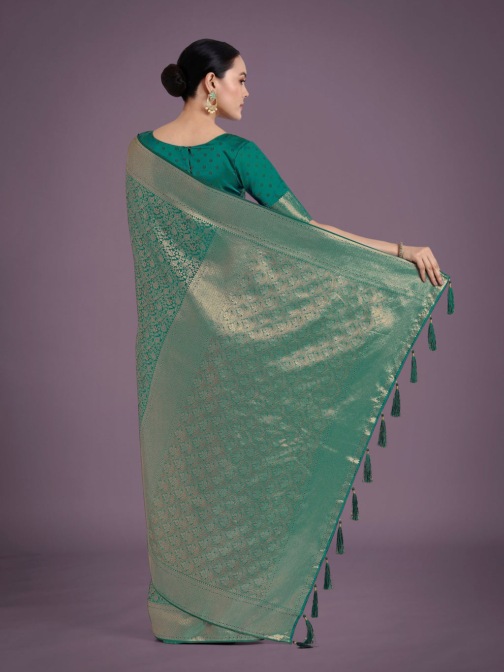 Monjolika Fashion Teal Color Baanrasi Satin Silk Saree for Wedding Functions