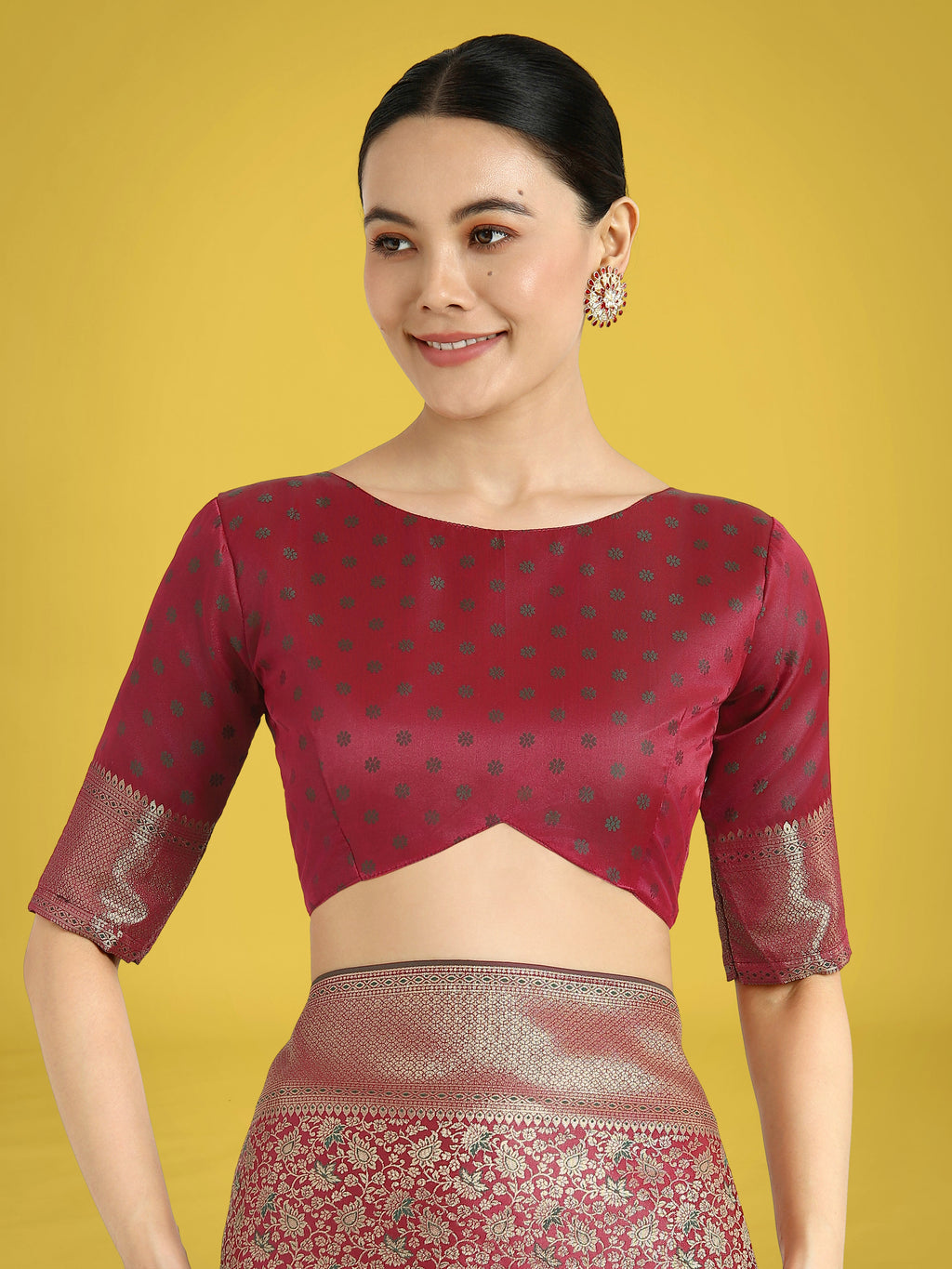 Maroon Banarasi Satin Silk Saree for Wedding Functions