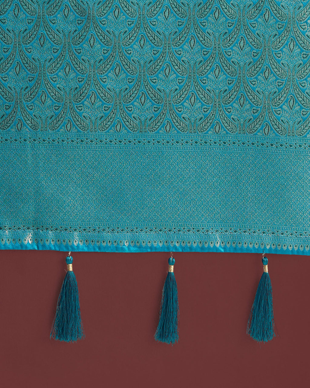 Dusty Cyan Banarasi Satin Silk Saree for Wedding Functions