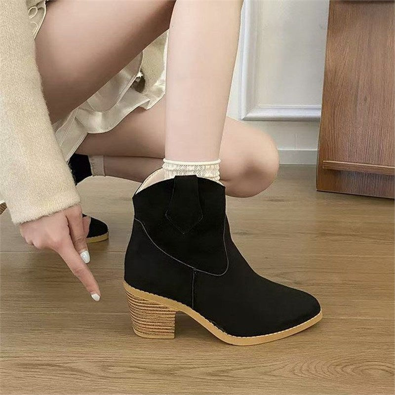 Women's Retro Sock Cuff Booties Comfortable Ankle Boots - Image 2