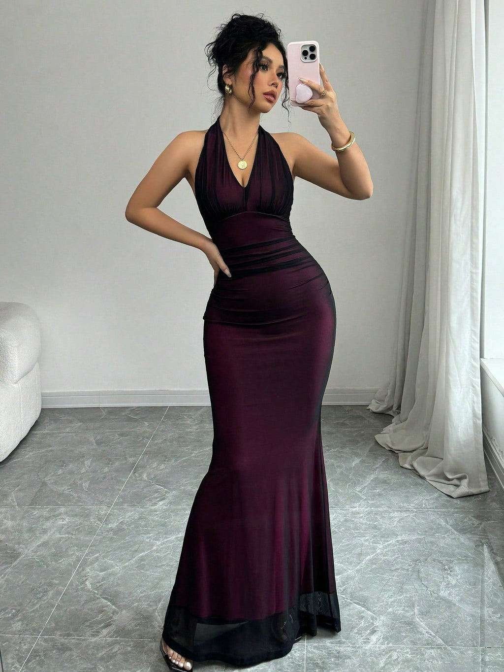 Women Clothing Summer Sexy Halter Mesh Sexy Sleeveless Dress