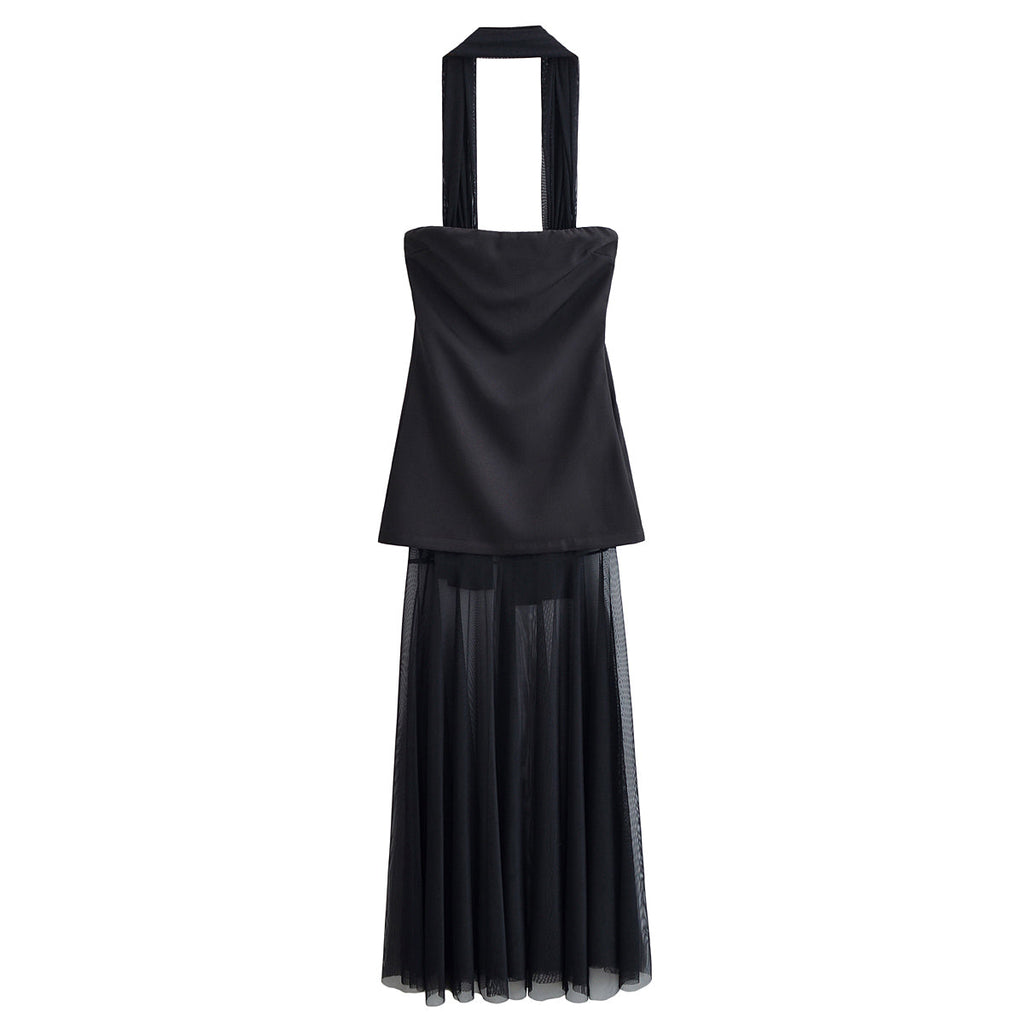 Women Clothing Autumn off the Shoulder Tube Top Stitching Design Dress
