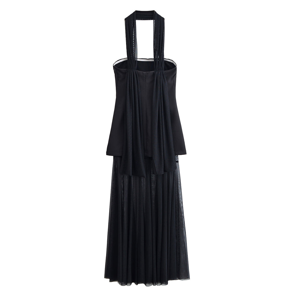 Women Clothing Autumn off the Shoulder Tube Top Stitching Design Dress