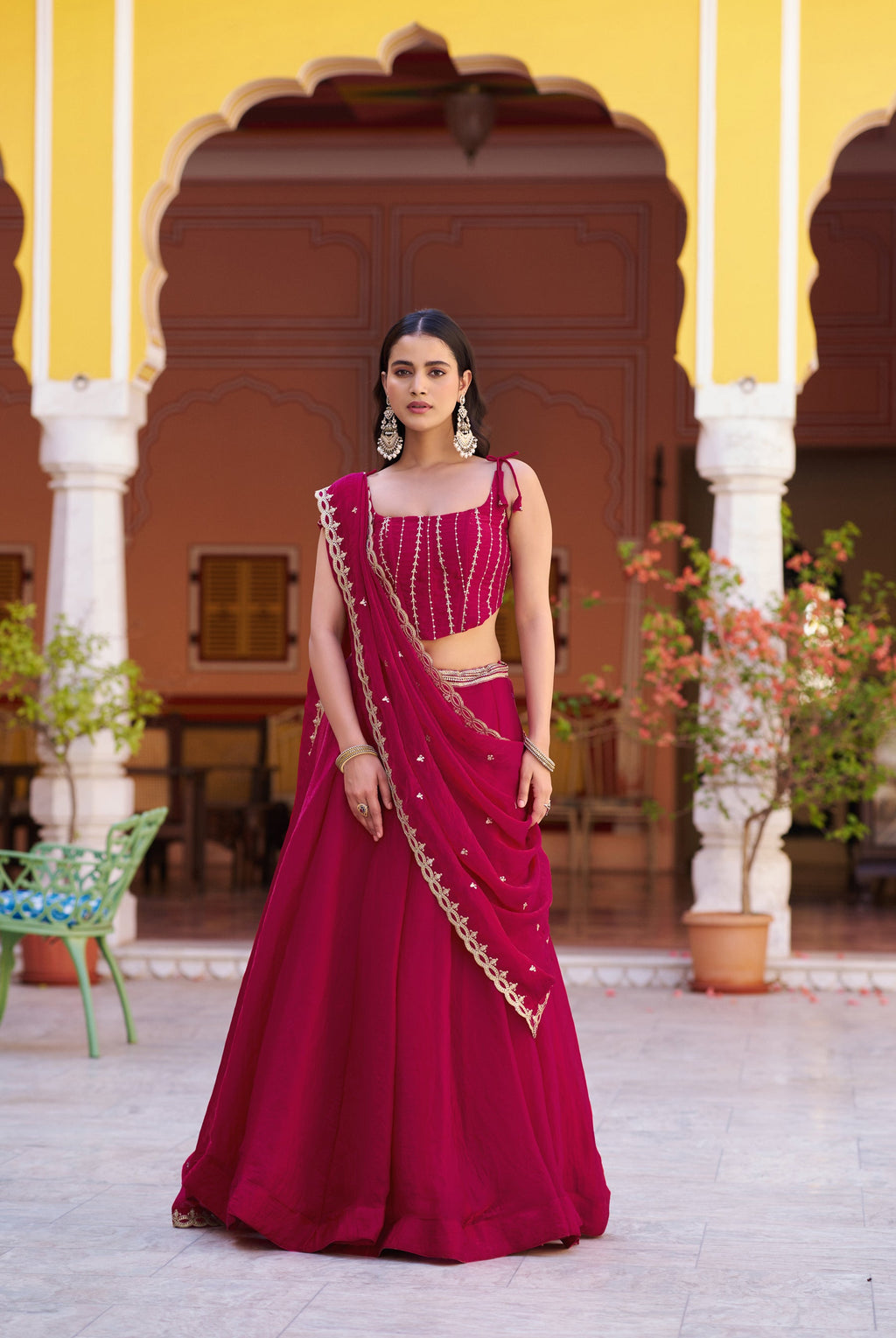Ranipink Fendy Satin Lehenga Choli with Sequins and Thread Work