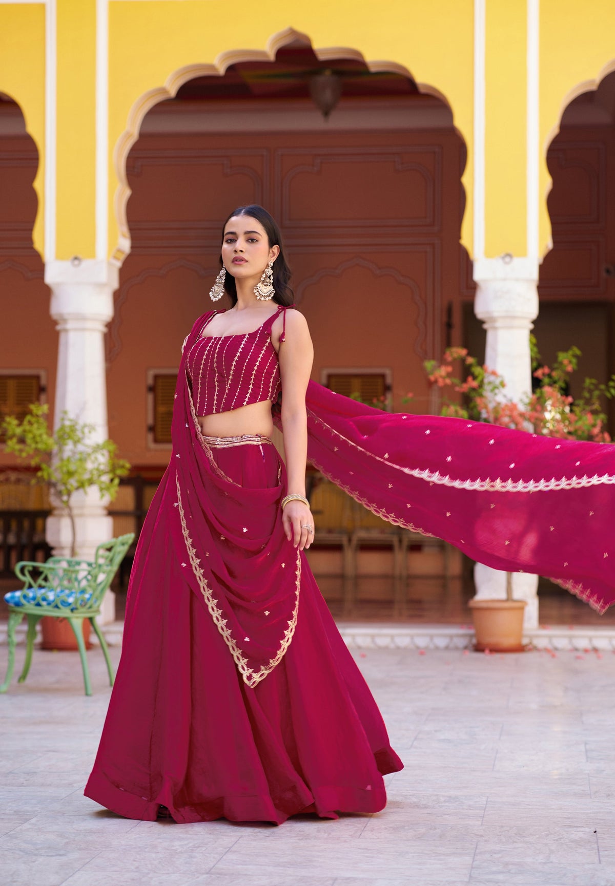 Ranipink Fendy Satin Lehenga Choli with Sequins and Thread Work
