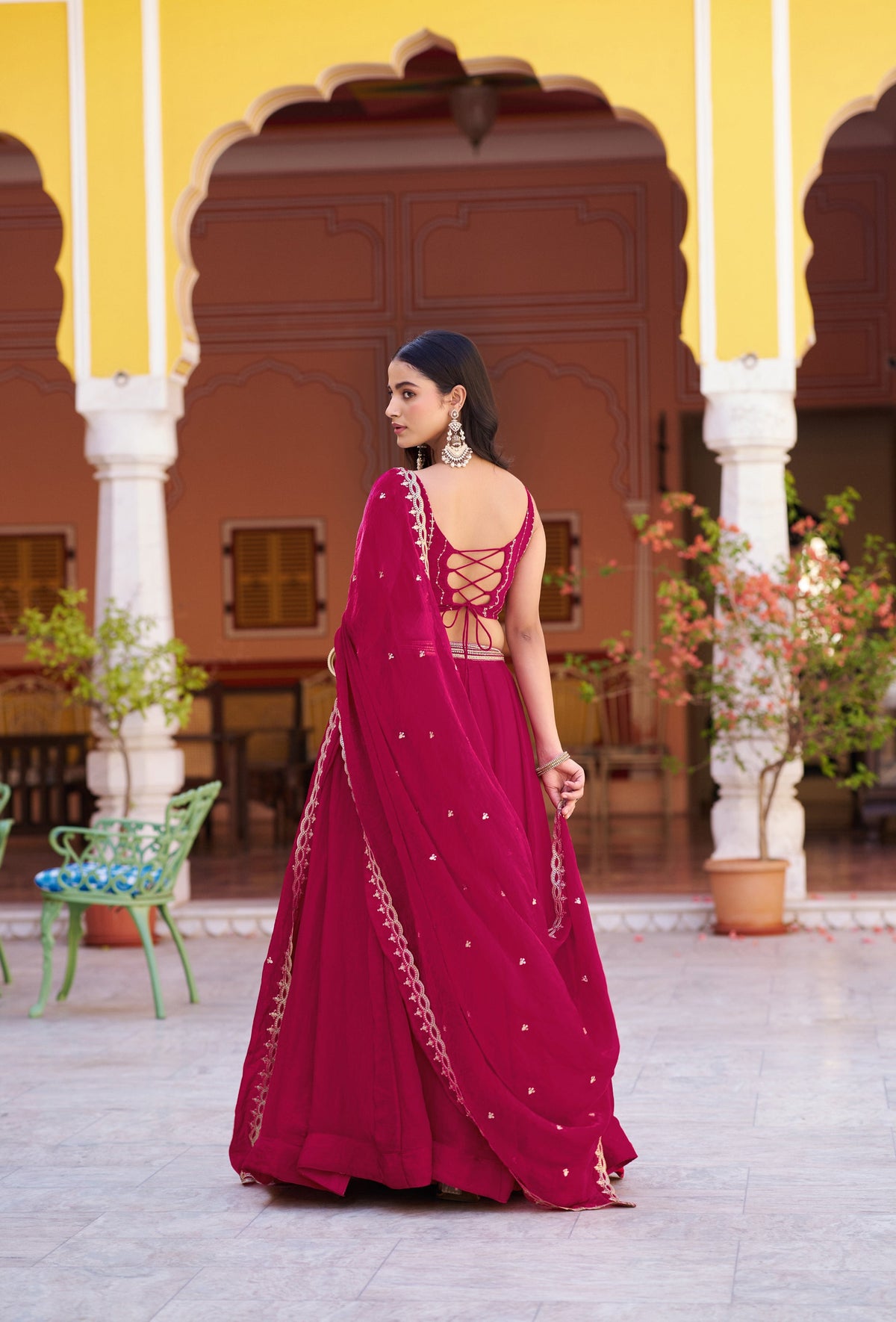 Ranipink Fendy Satin Lehenga Choli with Sequins and Thread Work
