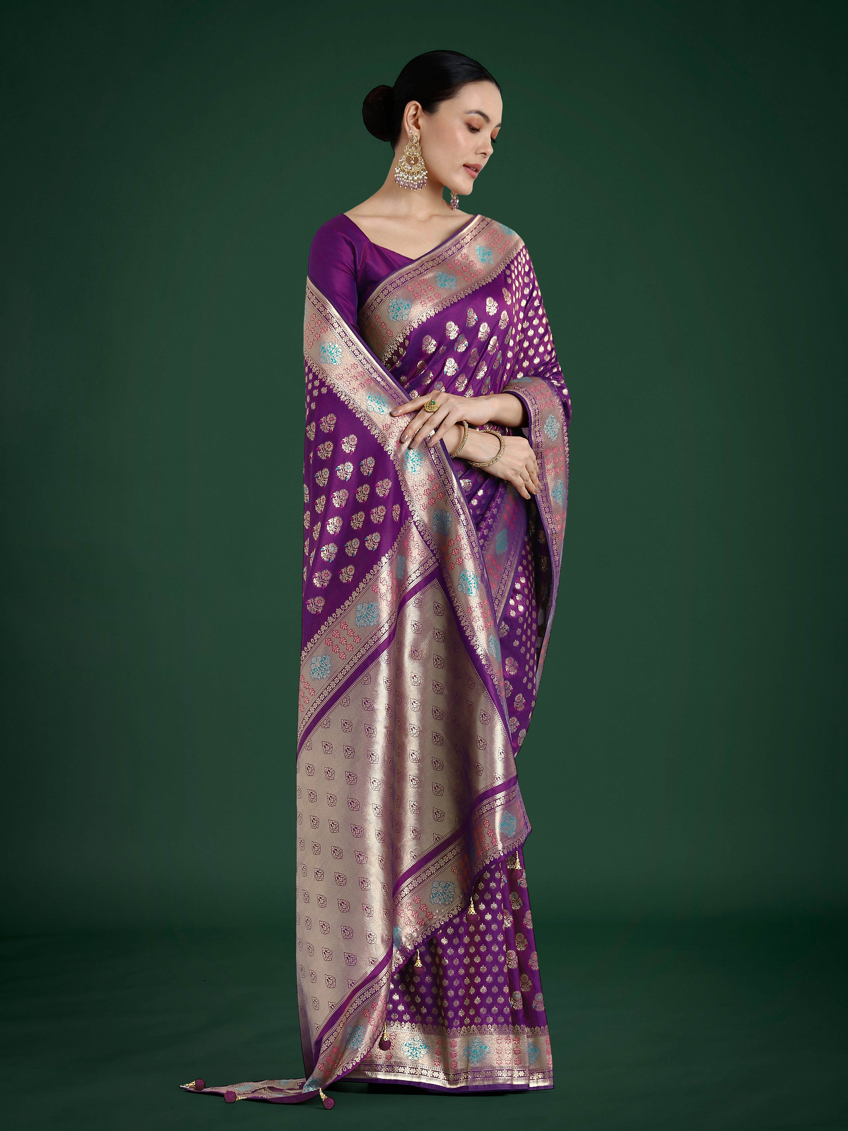 Classic Purple Banarasi Silk Saree with Zari Weaving