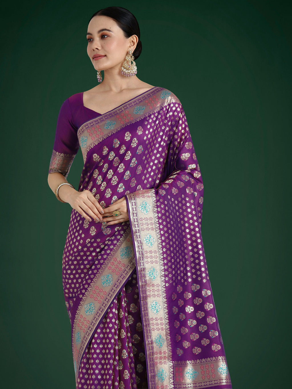 Classic Purple Banarasi Silk Saree with Zari Weaving